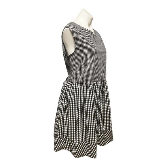 Madewell Small Gingham Checked Sleeveless Back Tie Cotton Dress in Black and W… - Picture 4 of 8